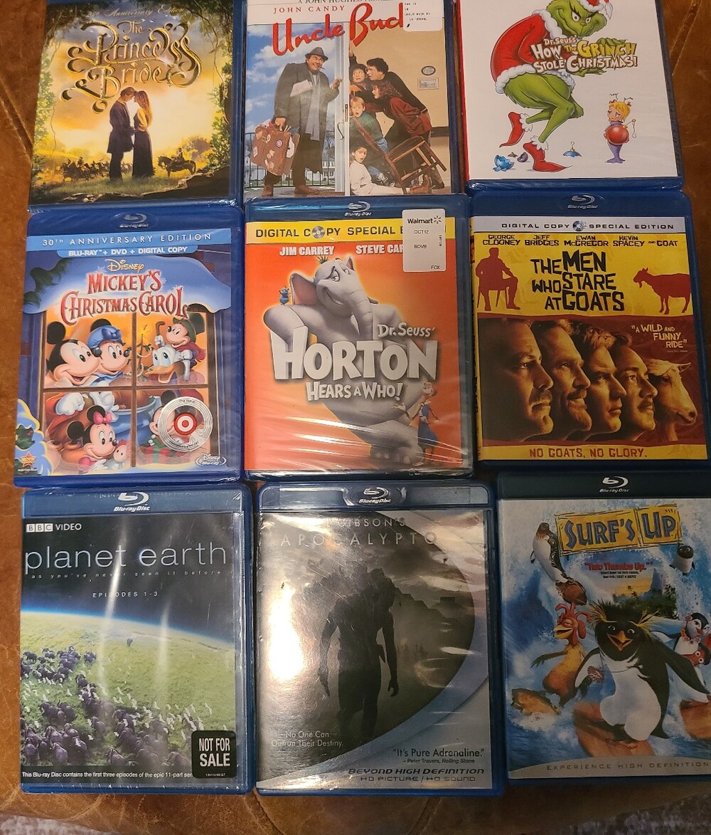 ULTIMATE FAMILY MOVIE COLLECTION 9 Blu-Rays | 7 Sealed & 2 Open Lot
